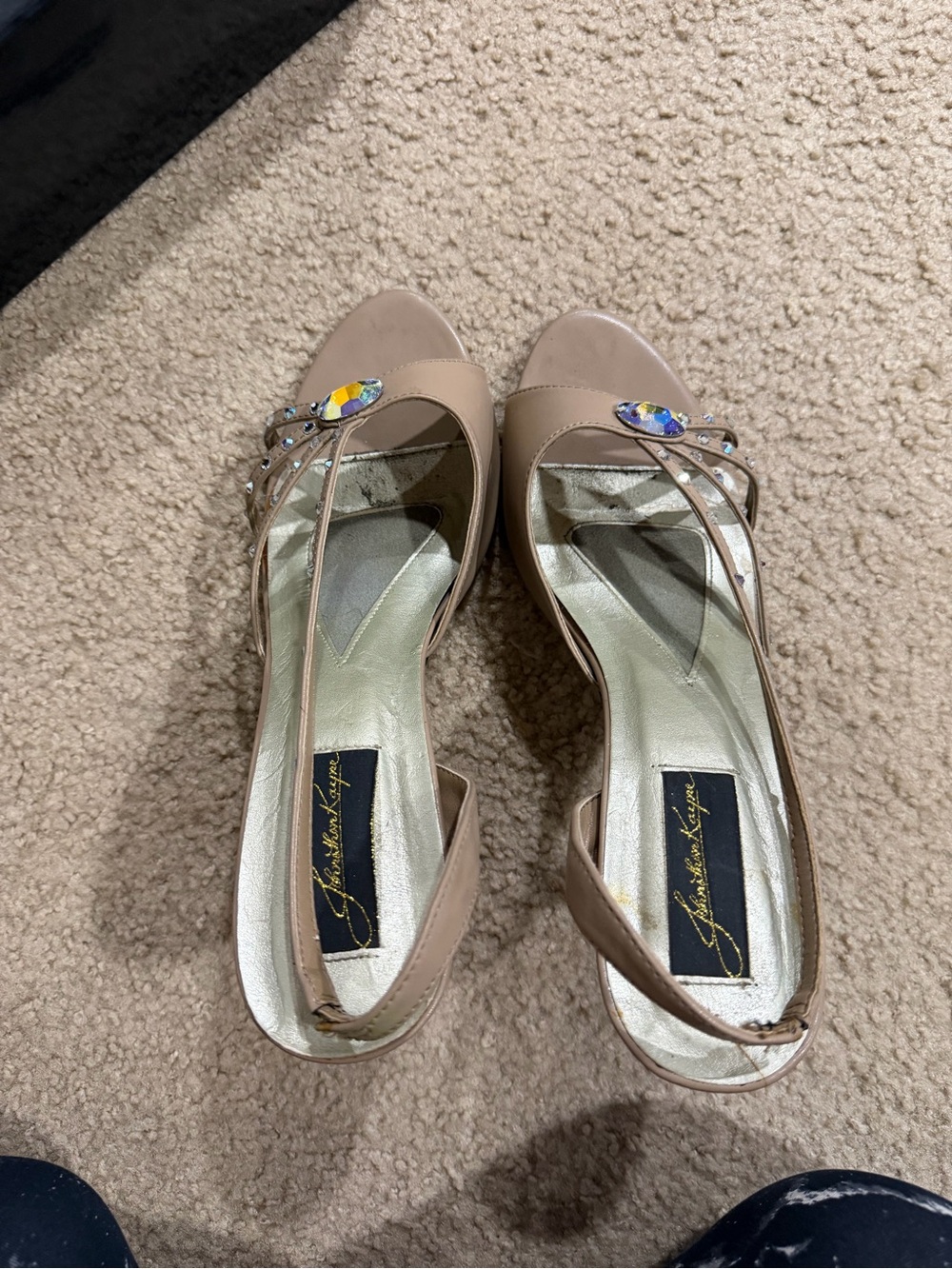 Johnathan Kayne Nude Crystal Embellished Slingback Heels - Picture 4 of 6